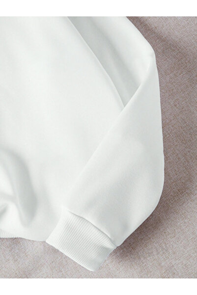 Mad&Calf Women's Red Cherry Printed Oversize Fleece Sweatshirt