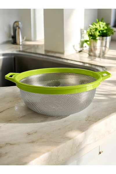 Enfa 35cm Strainer - Stainless Steel Vegetable Pasta, Multi-Purpose and Tight Hole