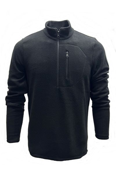 NJM SPORT WEAR Men's Black Anti-pilling Non-Pilling Stand Collar Cold-Proof Fleece Half Zipper