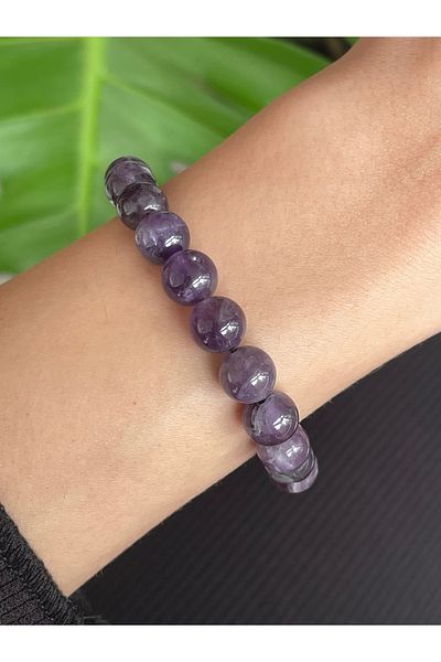 Crystalclem Amethyst 8 mm Natural Stone Bracelet - Anja Chakra Third Eye Bracelet