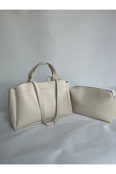 melecco Cream Wide Large Puppy Bag Briefcase School Business Bag Arm and Shoulder Laptop Stylish Sports Pinterest Bag