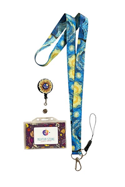 neptünstore Βαν Γκογκ Starry Night Painting Sunflower Σετ 3 κορδονιών για λαι...