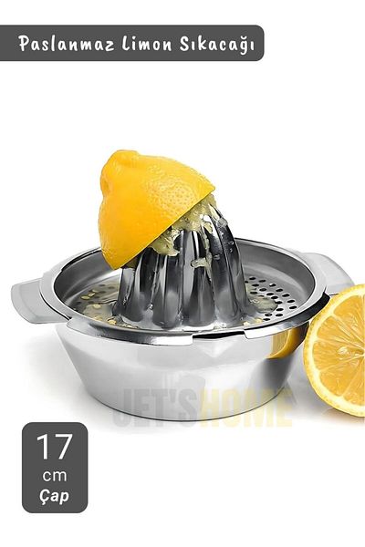 Jet's Home 17 cm Chrome Lemon Citrus Stainless Juicer - Orange Juicer