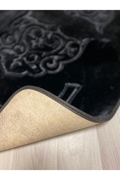 FeelHome Taşkent Deluxe Αντιολισθητική Βάση Super Soft Absorbent Luxury Printed Χαλάκι μπάνιου 2 τεμαχίων Μαύρο