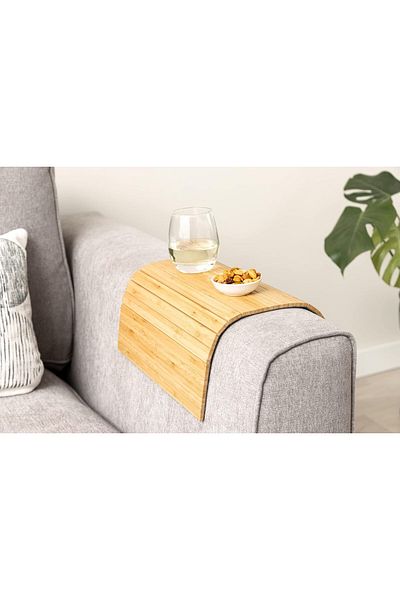 YILDIZDOĞDU Bamboo Seat Edge Foldable Side Table Sofa Edge Tray American Service