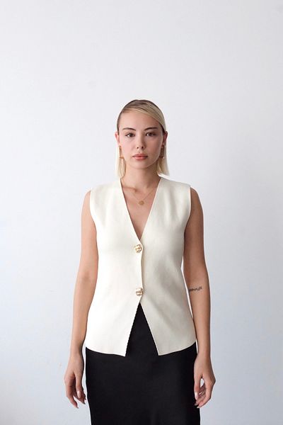 Somut istanbul Women's Gold Stone Buttoned Knitwear Vest