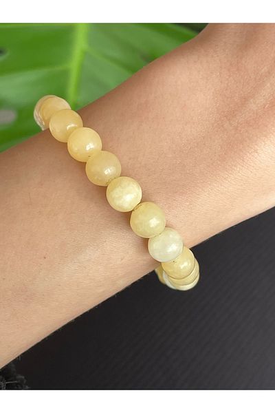Crystalclem 8 mm Calcite Natural Stone Bracelet - Solar Plexus Chakra
