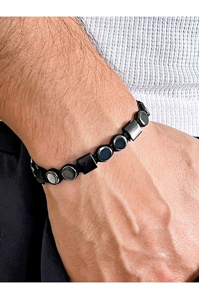 Farah Butik Unisex Hematite Natural Stone Bracelet Gift Bracelet