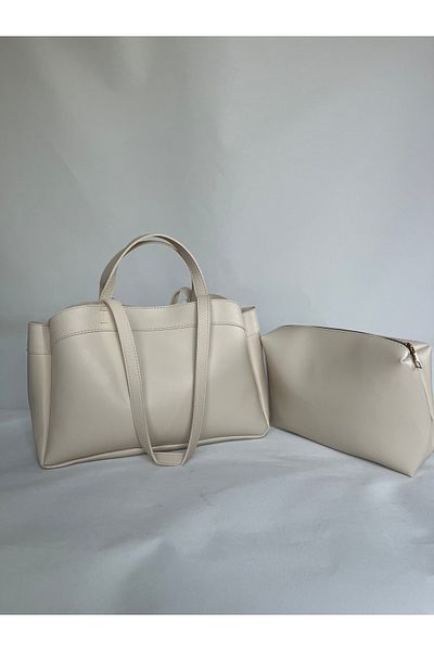 melecco Cream Wide Large Puppy Bag Briefcase School Business Bag Arm and Shoulder Laptop Stylish Sports Pinterest Bag