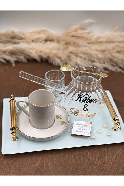 Masalsı Concept Damat Tepsisi Kız İsteme Damat Fincanı  İsimli  Cam Cezve