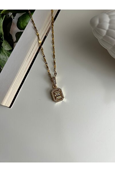 EmdJewelryy Steel Gold Baguette Necklace
