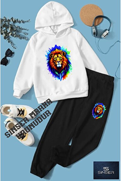 SS SİNSER Hooded Children's Lion Printed Tracksuit Set