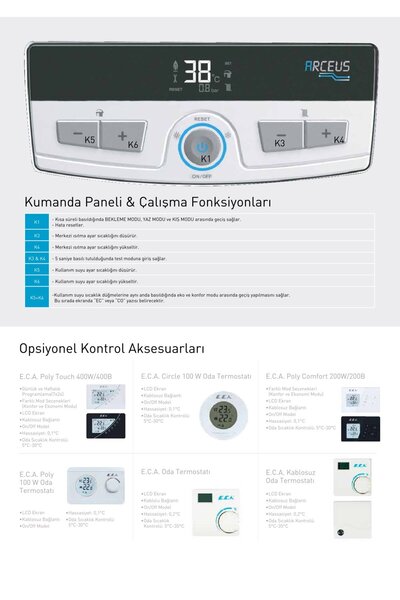 Eca Arceus 15 Kw (Kalorifer ve Sıcak Su) Trifaze Elektrikli Kombi