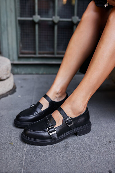 ANGELİNA JONES PETER KADİN SİYAH GERCEK DERİ LOAFER AYAKKABİ