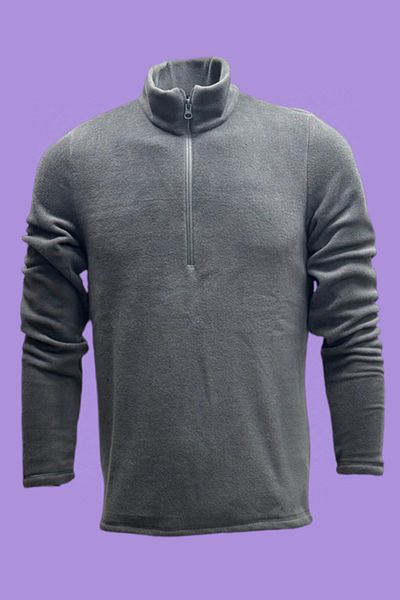 NJM SPORT WEAR سترة رجالية من الصوف المدخن مريحة يوميًا بنصف سحاب وياقة واقفة وغير قابلة للوبر في الهواء الطلق