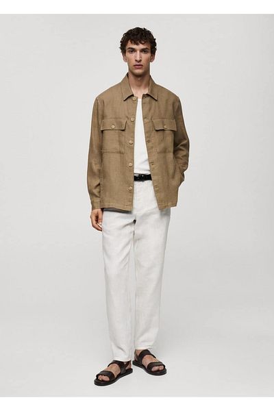 MANGO Man Hemdjacke aus 100 % Leinen mit Taschen