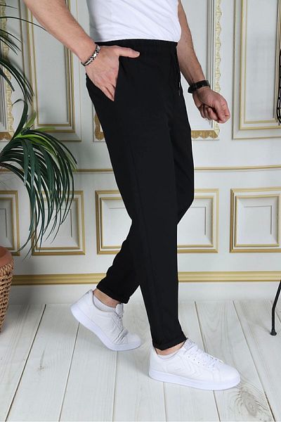 PHANTOM JEANS Black Slim Fit Lycra Men's Trousers - Flexible, Double Leg, High Quality