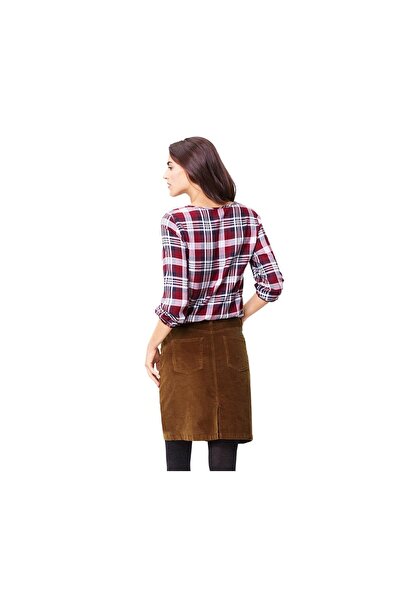 Tchibo Women Corduroy Skirt, Cognac