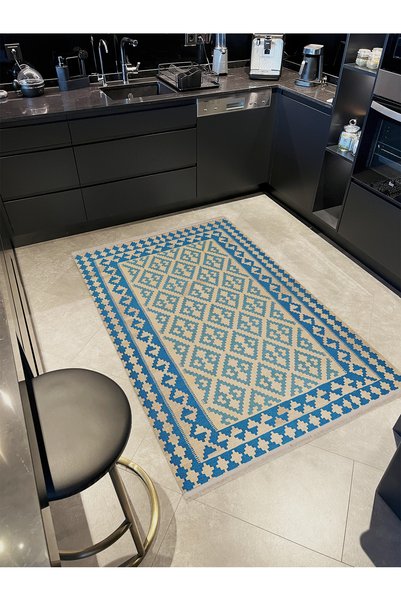 Rugs Modern Halı Συλλογή Maya Μπλε Μπεζ Μοντέρνο Διακοσμητικό Χαλί με Εθνοτικ...