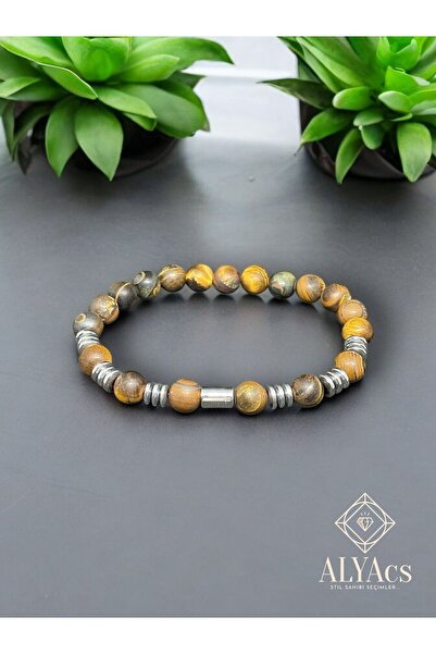alyacs Turtle Eye Natural Stone Bracelet (Tiger Eye)