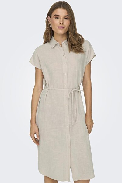 ONLY ONLTIZANA NERI COTTON S/S DRESS WVN NOOS15320260 STONE
