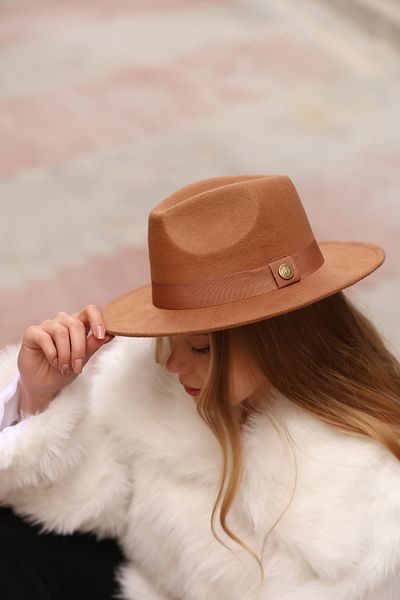 Luminos Butik Stylish Camel Wide Brim Elegant Panama Trilby Cap - Quality and Stylish Accessory Spk1145