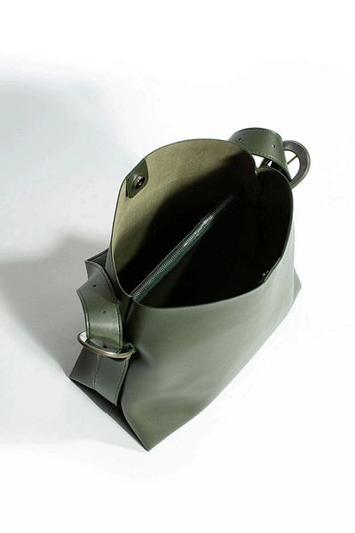 Glemix Nastroy Large Size Khaki Shopper - Women's Shoulder Bag with Belt Detail and Snap Closure