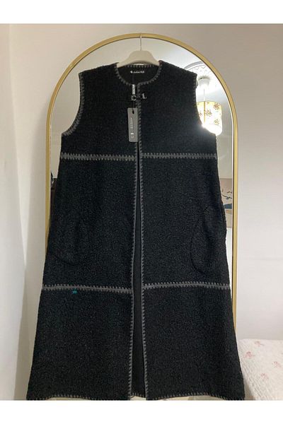 Madamemoda Long Boucle Fabric Women's Vest