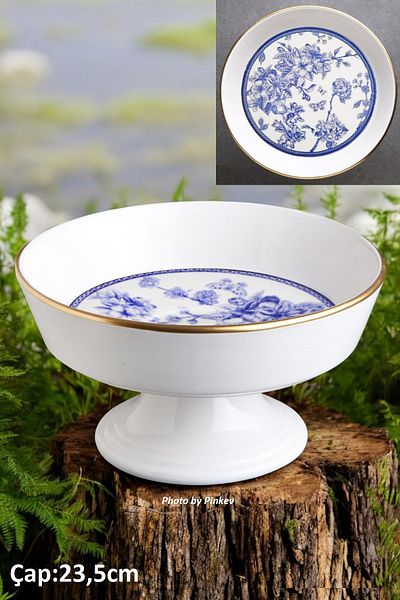 Pinkev Butterfly Ceramic Cake Plate Set for 6 People with Fruit Pot - Kup109S