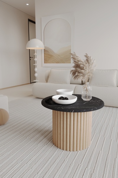 moka park avm Asya Dekoratif Ayaklı Yuvarlak Orta Sehpa Siyah