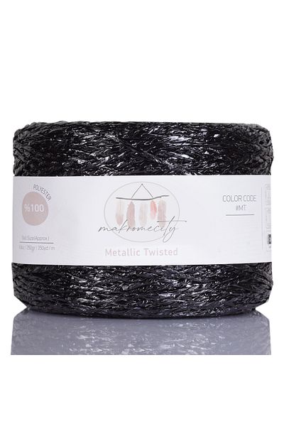 Makromecity Premium 320 M Glitter Metallic String Shiny Bag Raffia Πλεκτό Σχοινί Μεταλλικό Βραδινό Φόρεμα Σχοινί 250 Gr Μαύρο