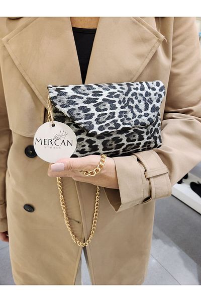 Mercan Mini geantă de damă Stores cu model de crocodil și curea cu lanț