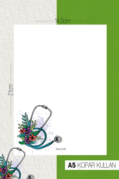 SelisCraft Doctor Stethoscope Patterned Plain Notepad 01 Daily Planner, Notebook, To Do List, Notepad, Agenda