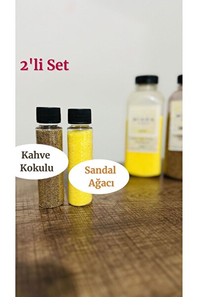 MİADA İkili set Kahve ve Sandal Ağacı Mistik Kokulu Renkli İnci Tozu Mum Fiti...