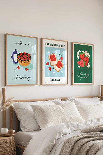 Postifull Çerçeveli Tablo Seti, 3 Adet Ahşap Çerçeve ve Minimalist Boho Temalı Poster Seti, No:300513