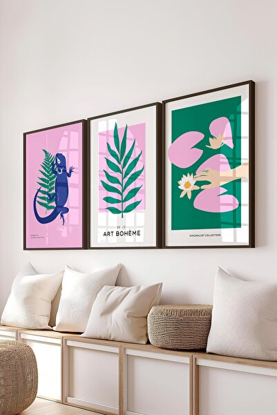 Postifull Set de picturi cu rame, 3 bucăți cadru negru și set de postere cu t...