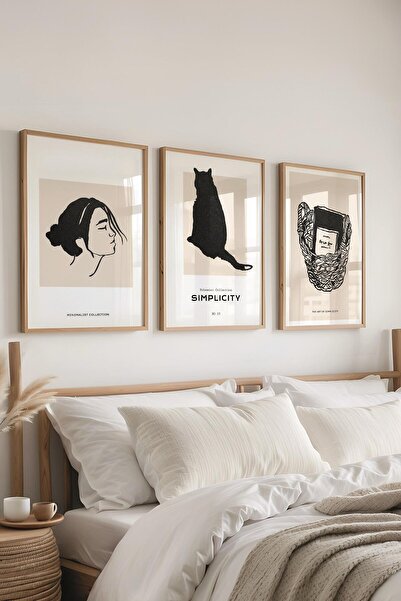 Postifull Set uokvirenih slika, 3 drvena okvira i set minimalističkih postera...