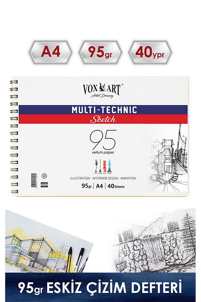 Vox Art 95 gr Caiet de desen Multitehnic Sketch - A4