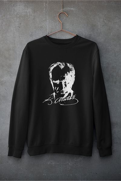 MAGORS Hanorac supradimensionat cu imprimeu ATATÜRK Silhouette - Decolteu, înălțat, trei fire