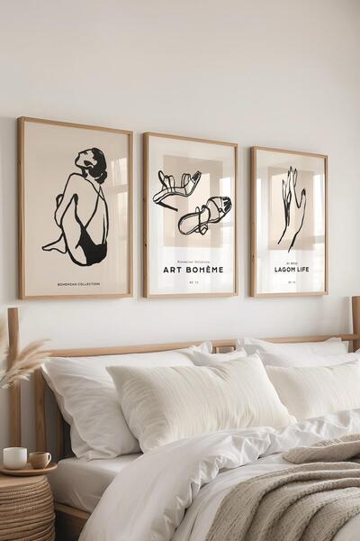 Postifull Set de pictură cu cadru, 3 bucăți de cadru din lemn și set de poste...