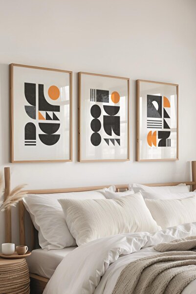 Postifull Set uokvirenih slika, 3 komada drvenih okvira i set plakata sa geom...