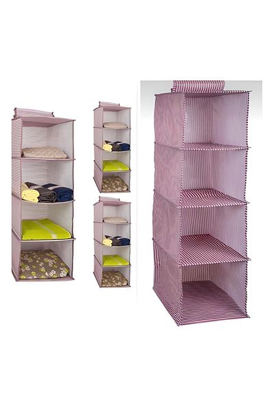 Bifirsat Closet Organizers 4 Compartments Foldable Cloth Shelf Organizer 68 Cm X 30 Cm X 24 Cm