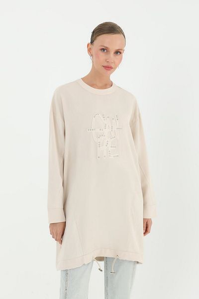 Puane Aerobin Fabric - Jacquard Patterned Hijab Tunic with Elastic Waist