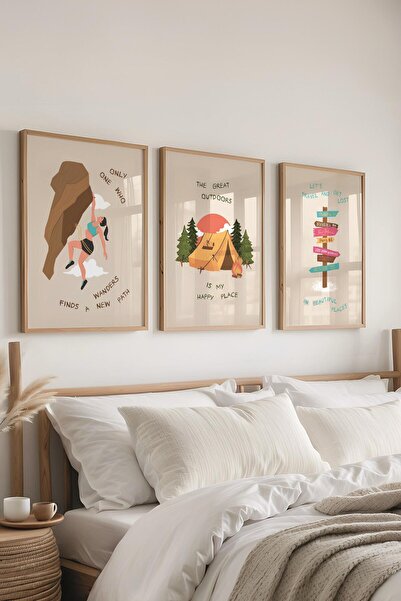 Postifull Set de pictură cu cadru, 3 bucăți de cadru din lemn și set de poste...