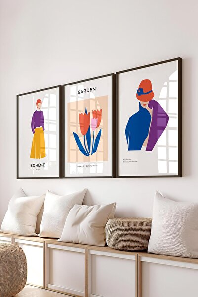 Postifull Set de picturi cu rame, 3 bucăți cadru negru și set de postere colo...