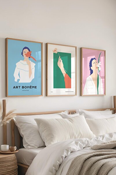 Postifull Set de pictură cu cadru, 3 bucăți de cadru din lemn și set de poste...