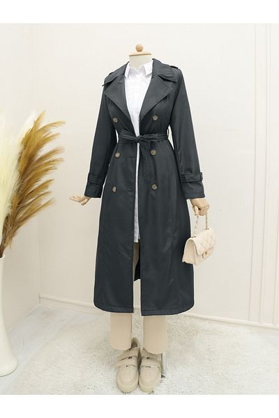 Modamorfo Geräucherter Trenchcoat mit Innenfutter und Gürtel