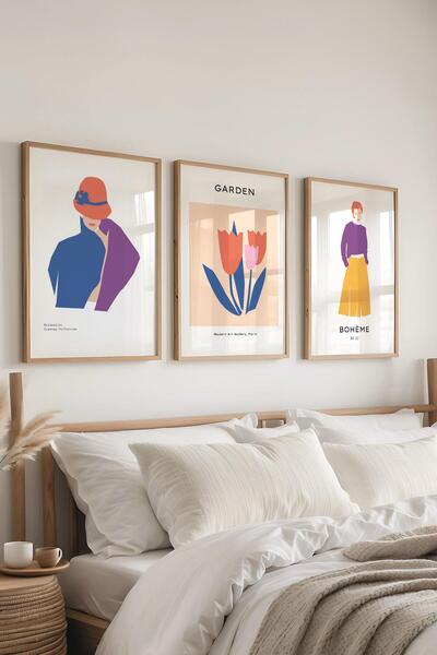 Postifull Set de pictură cu cadru, 3 bucăți de cadru din lemn și set de poste...