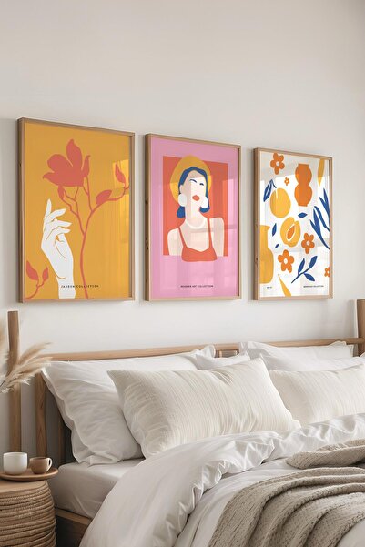 Postifull Set de pictură înrămată, 3 bucăți de rame din lemn și set de poster...