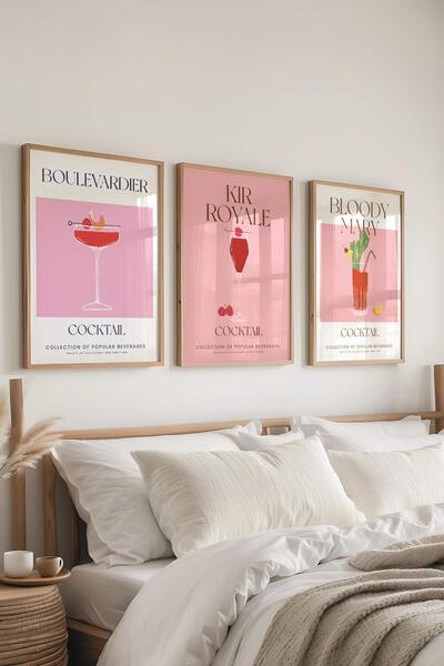 Postifull Set de pictură cu rame, 3 bucăți de rame din lemn și set de postere...